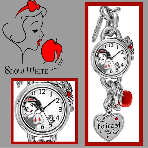 Snow White Dwarfs Red Apple Charm Chain Watch NIB - Picture 3 of 5